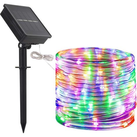 39ft Solaire Ruban Lumineux 100 LED Guirlande lumineuse de Corde Imperméable Extérieur Tube Rope Guirlande Lumineuse pour Jardin cour Chemin Clôture Arbre Backyard multicolore (1/5)