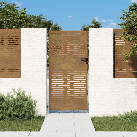 Portail de jardin 85x200 acier corten conception de carré (1/5)