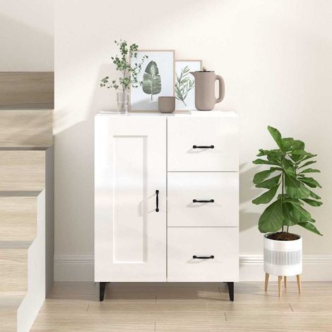 Buffet - Armoire de rangement Enfilade Blanc brillant 69,5x34x90 cm Bois d'ingénierie BV412665 - BonneVie (1/5)