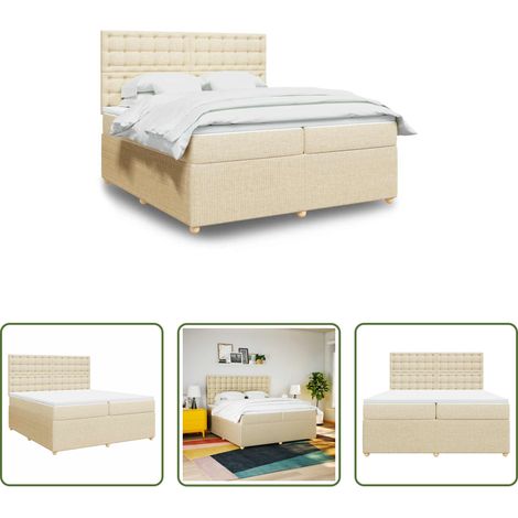 vidaXL Taschenfederkern - Boxspringbett mit Matratze Creme 200x200 cm Stoff (1/5)