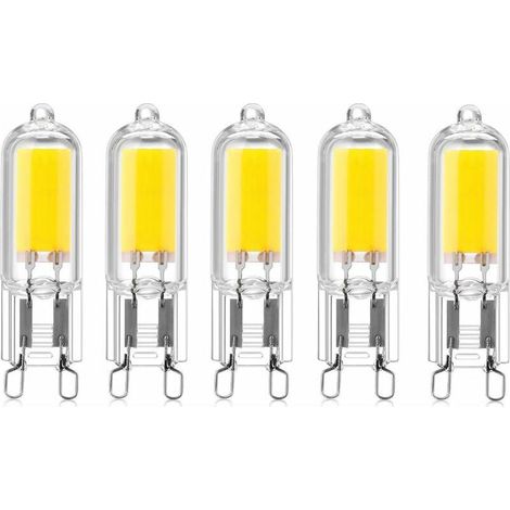 5-pcs 2W G9 Culot Capsules COB LED Ampoule 220V 200 Lumen 10W-20W Ampoule Halogène équivalent pour Lustre Lampe de Bureau Applique Murale Blanc Chaud 3000K [Classe énergétique A++] (1/3)