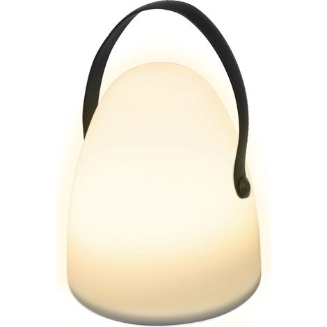 LED Tischleuchte warm weiß mit Griff - 23 x 21 cm - Deko Lampe in Ei Form Batterie betrieben - Nachtischlampe Wohnzimmer Schlafzimmer Leuchte