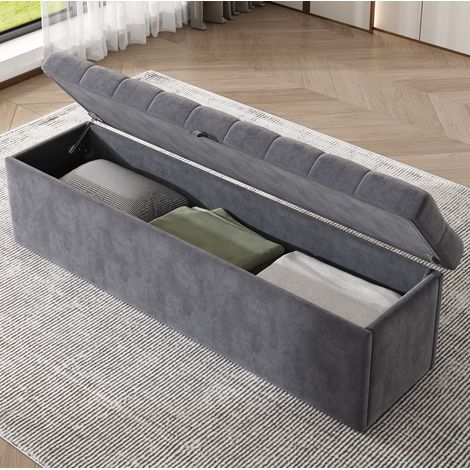 seduta contenitore 138x41x42 con vano velluto grigio OKMYHOME (1/5)