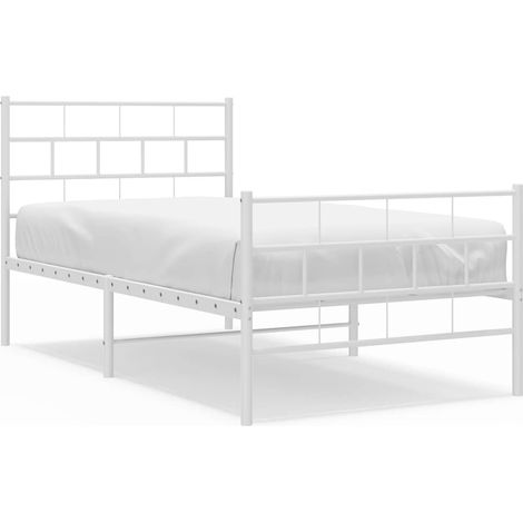 Maison Exclusive - Cadre de lit métal sans matelas et pied de lit blanc 100x190 cm (1/5)