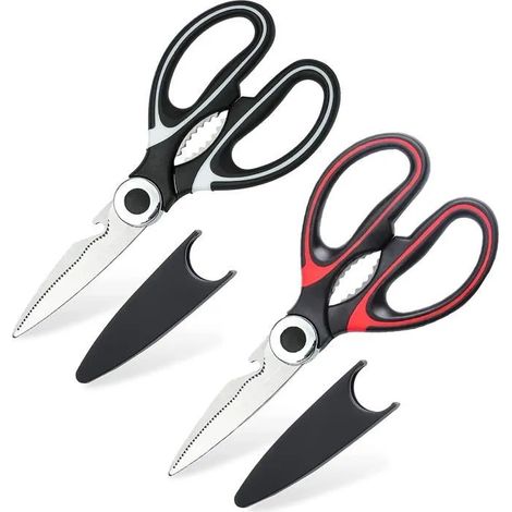 2 PCS Ciseaux de cuisine tranchants robustes WOVTE - Multi-usages Détachables - Ciseaux tranchants pour viande - Nécessité ménagère (1/4)