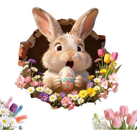 Bunny Toilet Sticker Self Adhesive Waterproof Tear Off Decal (1/5)