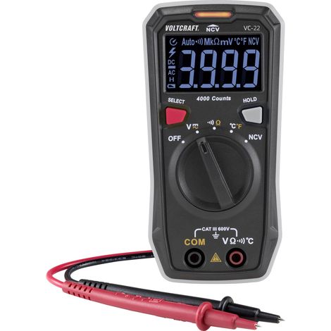 VOLTCRAFT VC-22 SE Multimètre numérique CAT III 600 V Affichage (nombre de points): 4000 (1/5)