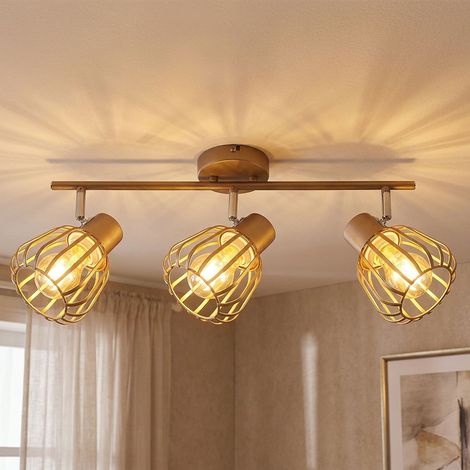 LED Deckenlampe Deckenleuchte Esszimmerlampe Schwenkbar Braun Metall L 50 cm (1/5)