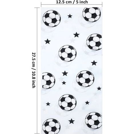 Lot de 25 sacs à friandises football - 12,5 x 27,5 cm - Motif étoiles, ballon, coupe du monde - Cellophane - Sachets à bonbons et biscuits (1/3)