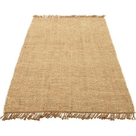 Tapis naturel effet tissé ambiance bohème chic pour salon cosy - Naturel beige clair tissé (1/5)