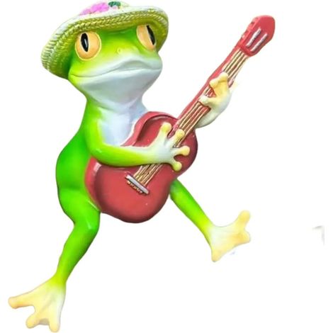 Statue de Grenouille, décoration de jardin, journée de sculpture de guitare, balcon, jardin, salon, décoration d'étang (1/5)