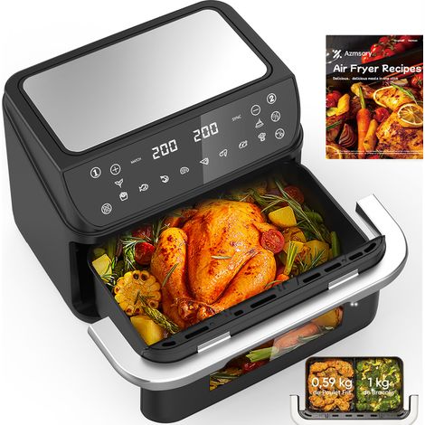 Friteuse sans huile 12L – Cuisson 360° – Écran LED tactile – 10 programmes – Cavité métallique durable – Économie d'énergie 70%