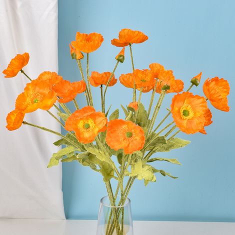 Fleurs de Coquelicots Artificielles 3 Pièces, Arrangement de Plantes de Pavot Authentiques pour Décorations de Mariage de Cuisine à Domicile (2104YF39-3) (1/5)