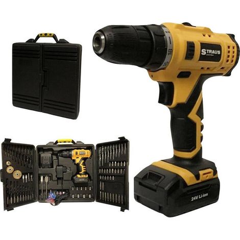 Trapano Avvitatore In Doppia Batteria At Litio 24v + 92 Accessoires Avec Valigie (1/5)
