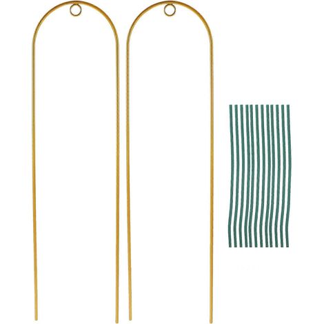 Support pour plantes grimpantes d'extérieur en métal, structure idéale pour les passionnés de jardinage. Design en forme de U, couleur dorée. Lot de 2. (1/5)