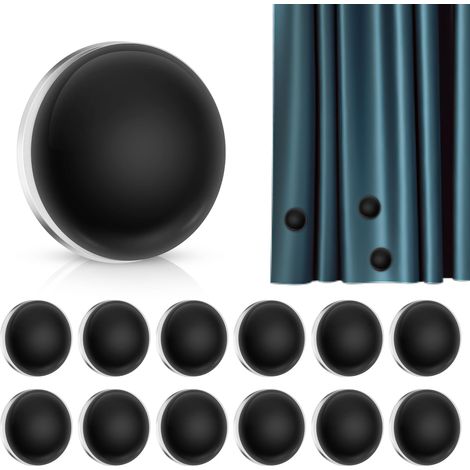 Boucle magnétique de rideau 12 pièces, boucle magnétique de rideau rond, noire (1/5)