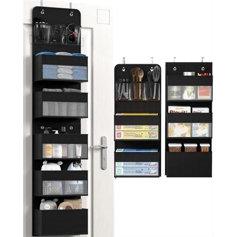 6-stufiger Türhänger, Hängeregal, Tür- oder Wandregal für Schlafzimmer oder Büro, Schwarz (1/4)