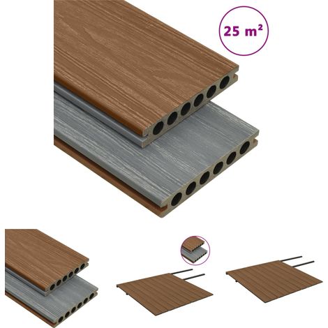 Terrassendielen Set - vidaXL WPC Terrassendielen mit Zubehör Braun und Grau 25 m² 4 m - Terrassendielen Zubehör (1/5)
