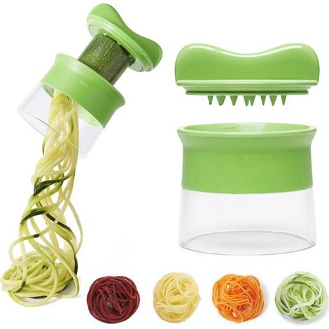 Coupe-Légumes Spiraliseur Multifonction – Spiralizer Manuel pour Spaghettis de Légumes, Tagliatelles de Courgette, Carotte, Concombre – Lames en Acier Inoxydable (1/5)