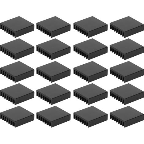 Lot de 20 dissipateurs thermiques miniatures en aluminium noir pour composants électroniques PC, chips, CI, alimentations électriques et équipements (1/5)