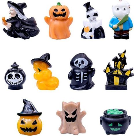 11Pcs Halloween Figurine Résine Miniatures Ornament de Halloween Citrouille Fantôme Sorcière Figurine Ornement pour DECORS DE TABLE (1/5)