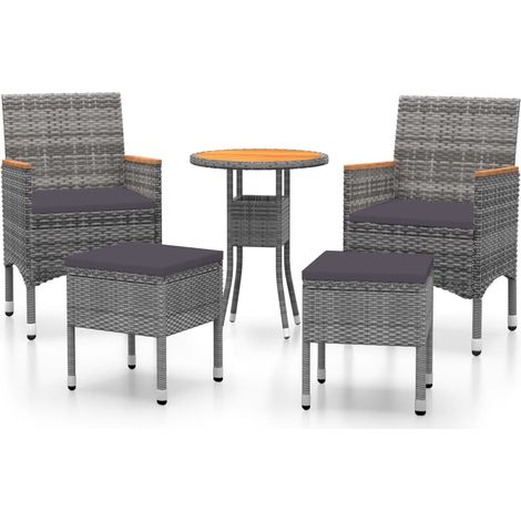 Maison Exclusive - 5-tlg. Garten-Lounge-Set Poly Rattan Grau