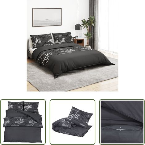 Housse de couette 100 % coton - Ensemble de housse de couette Noir 200x220 cm Coton (1/5)