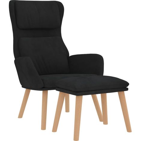 Relaxsessel mit Hocker Schwarz Samt vidaXL (1/4)