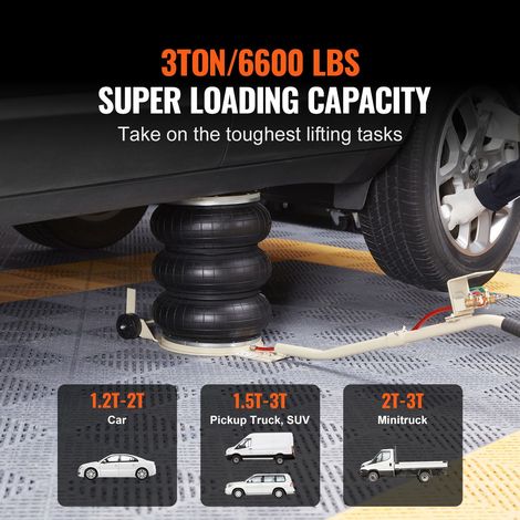 Cric gonflable à 3 sacs 3 T/3000 kg pour levage voiture SUV pneumatique (1/5)