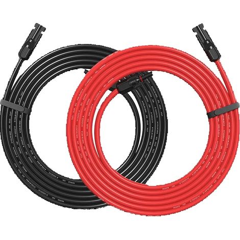 Cable solar, certificado por TÜV, de alta tensión, negro+rojo, 10 AWG, 15 m (1/2)