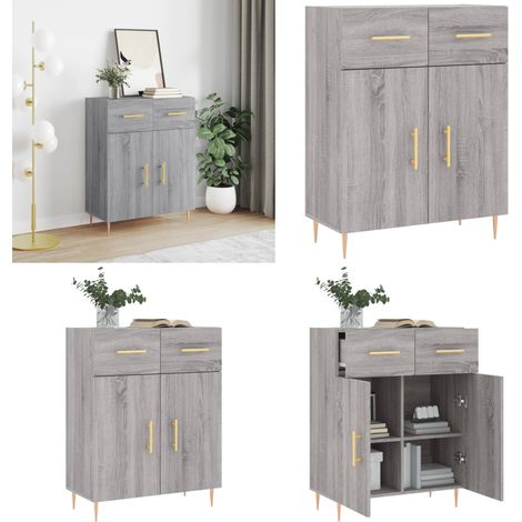 Sideboard Grau Sonoma 69,5x34x90 cm Holzwerkstoff - Sideboard - Wohnzimmermöbel - Holzmöbel - Grau - Modernes Design - Home & Living (1/5)