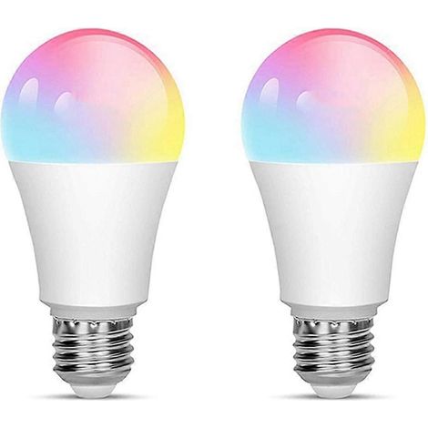 Lot de 2 ampoules connectées Tuya Smart E27, ampoules Wi-Fi à intensité variable, compatibles avec Alexa, RGBCW, économie d'énergie, réglage de l'intensité et de la couleur, 18 W (1/5)