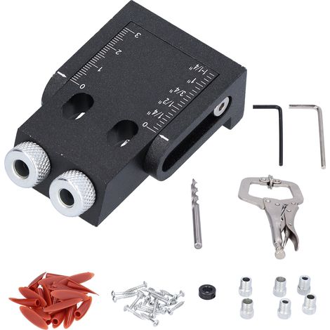 Lot de 52 pièces guide perçage oblique 15°, gabarit menuiserie angle pour trous de poche noir (1/5)