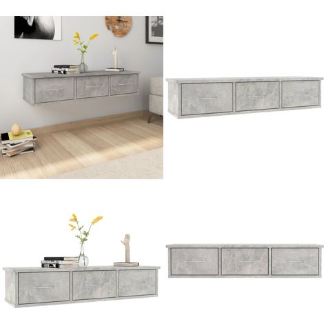 Wand-Schubladenregal Betongrau 88x26x18,5 cm Holzwerkstoff - Wandregal - Holzwerkstoff - Betongrau - Schubladenregal - Wohnraumorganisation - Home & Living (1/5)