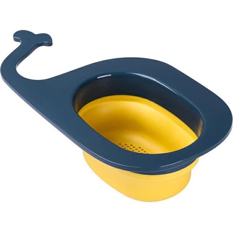 Panier égouttoir multifonctionnel pour évier, facile à nettoyer, avec filtre et égouttoir suspendu pour fruits et légumes, jaune et bleu.-AquaForge (1/5)