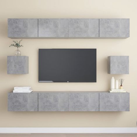 Ensemble de meubles TV 6 pcs pour Salon - Armoire TV Gris béton Aggloméré BV302965 - BonneVie (1/5)