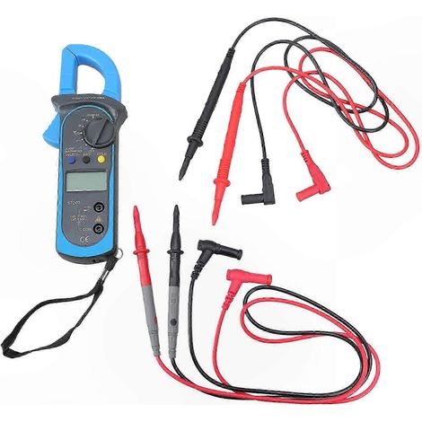 Pince Ampèremétrique Numérique Multimètre AC DC Mesure Tension Courant Voltmètre Auto-Rangée Rouge Bleu (1/5)