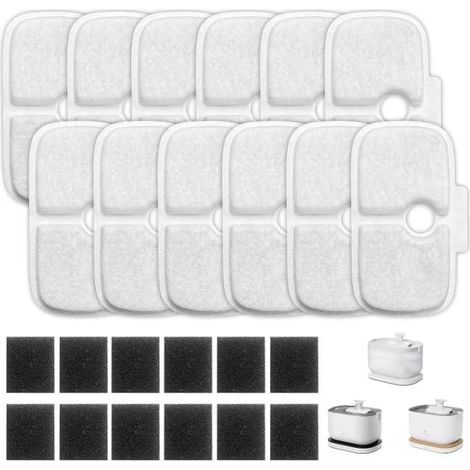 Confezione da 16 filtri per fontanella per gatti PLWF105/PLWF115/PLWF005, filtro di ricambio, 16 spugne in schiuma e 16 cartucce filtranti.