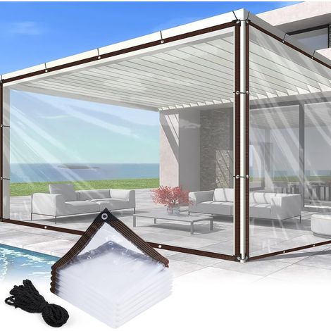 Bâche Imperméable Transparente, 3×2M Bâche Étanche Transparente avec Oeillets, Bâche Imperméable en PVC Transparent, avec 6m Corde de Fixation, pour Balcon, Pare-Vent, Bac à Sable, Extérieur (1/5)