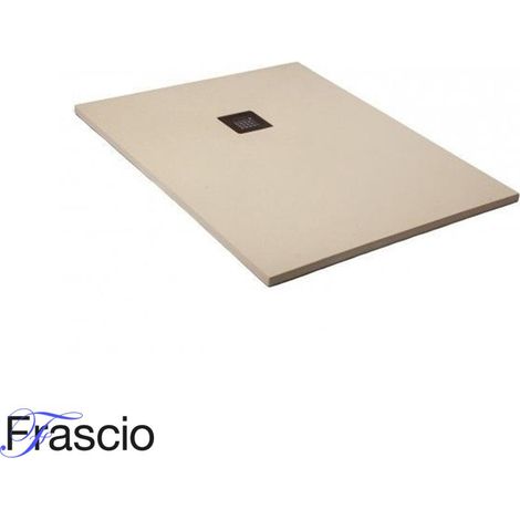 Duschwanne 85X170 cm Vulcano Line Slim Perlweiß Ral 1013 aus Kunstharz und Marmorpulver mit freiem Abfluss - FRASCIO