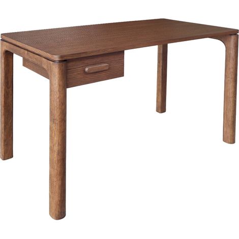 sweeek - Schreibtisch aus Heveaholz Platte mit Eichenfurnier 1 Schublade