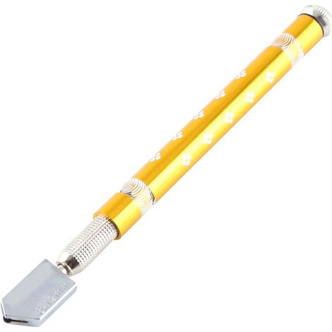 Coupe-verre professionnel anti-dérapant avec manche en alliage d'aluminium, couleur jaune, outil de précision pour la découpe du verre (1/2)