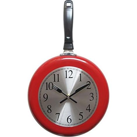Metal Wall Clock, 10-inch Kitchen Frying Pan Wall Clock Home Decor