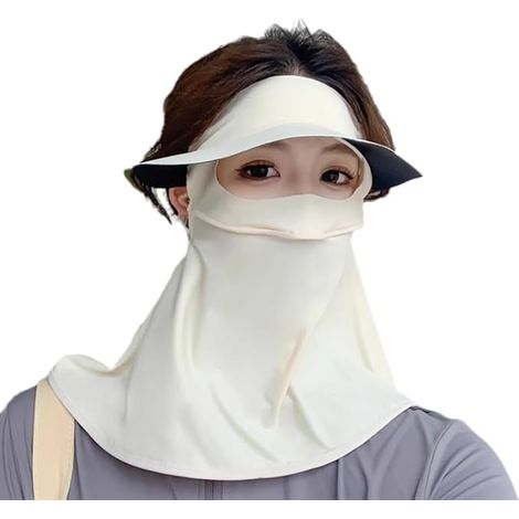Masque de Protection solaire blanc, visage complet en soie glacée, Anti-UV, pare-soleil respirant pour cyclisme