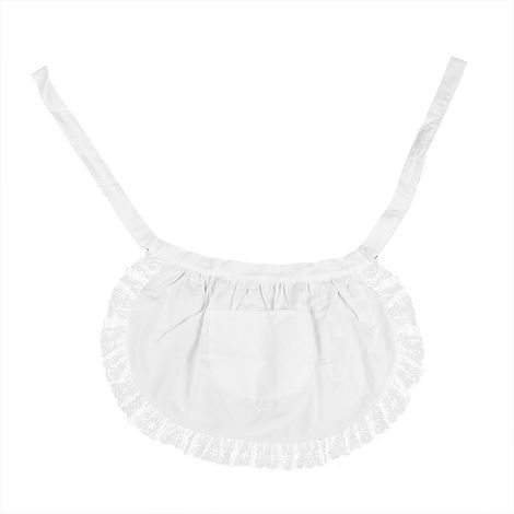 Tablier demi-taille femme en coton blanc, dentelle ourlet avec poche, tablier de cuisine pour femme (1/5)