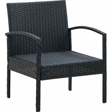 vidaXL Sillón de jardín con cojín ratán sintético negro (1/2)