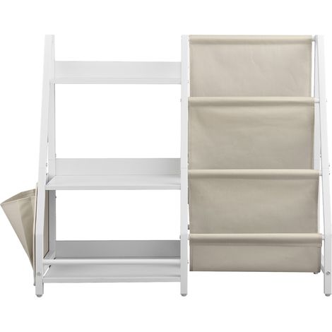 Mophorn Mobiletto di stoccaggio per giocattoli con 3 ripiani, armadietto con 7 scomparti per libri e oggetti, ideale per la camera da letto, colore bianco