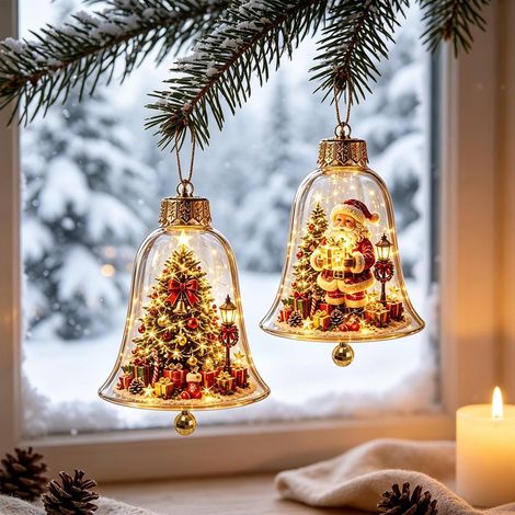 LED-Weihnachtskugeln mit leuchtender Mini-Weihnachtsszene (1/5)