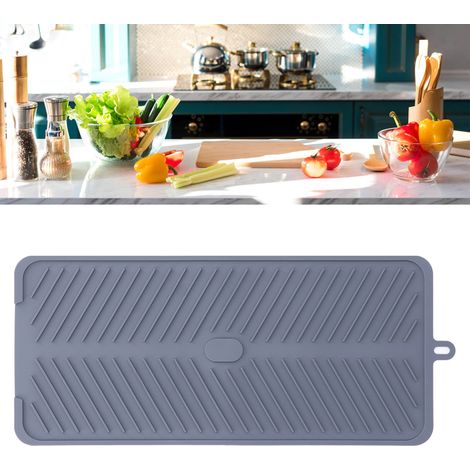 Tapis d'égouttage en silicone pour la cuisine, dessous de plat en silicone pour verres à vin et vaisselle, tapis d'égouttage antidérapant en silicone (1/5)