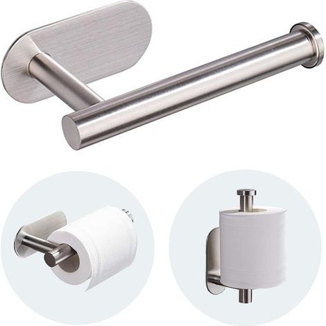 Support de Papier Toilette Mural Autocollant en Acier Inoxydable 304, Base Ovale, Installation Sans Perçage pour Salle de Bain (1/5)